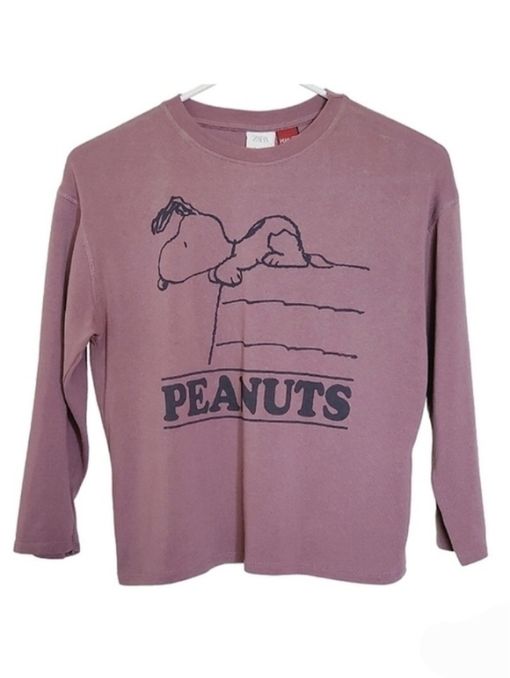 1382 * Zara Peanuts Life Is Better With A Dog Long Sleeve Tee Purple Size 9